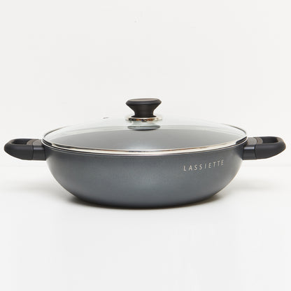 KANN 5-Layer Induction Wok Pan (30cm) with Glass Lid Dishwasher Safe No PFOA Black - 라씨에뜨 칸 30cm 양수웍 - adamhnk