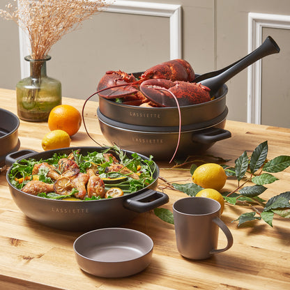 KANN 5-Layer Induction Wok Pan & Steamer (30cm) with Glass Lid Dishwasher Safe No PFOA Black - 라씨에뜨 칸 30cm 찜기+양수웍 - adamhnk