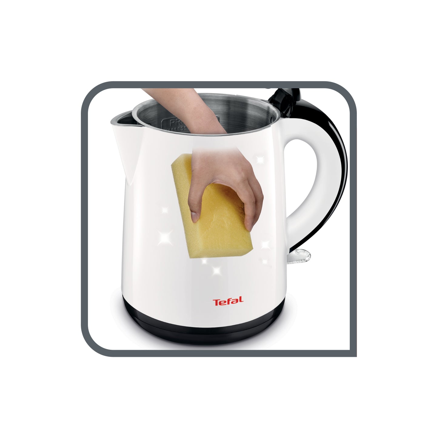 Tefal KO2611 Safe'Tea Double Layer Electric Cordless Kettle (1.0L) 6 Cups 2150W Whit & Black