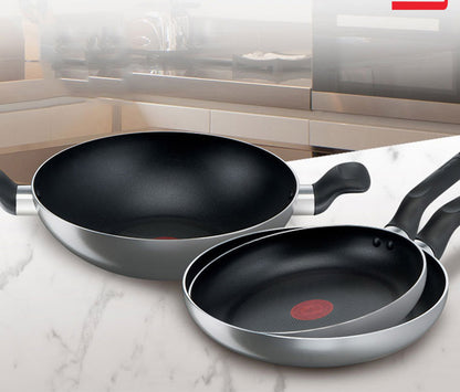 Tefal Matt Grey Frying Pan & Wok 3p (24+28+28cm) Dishwasher Oven Safe