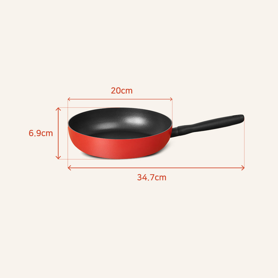 Meyer BAUHAUS Induction Frying Pan (20cm) No PFOA Red - Adamhnk