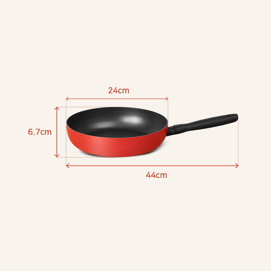 Meyer BAUHAUS Induction Frying Pan (24cm) No PFOA Red - Adamhnk