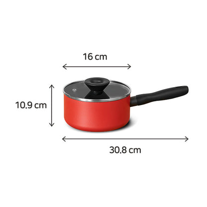Meyer BAUHAUS Induction Saucepan (16cm) No PFOA Red - Adamhnk