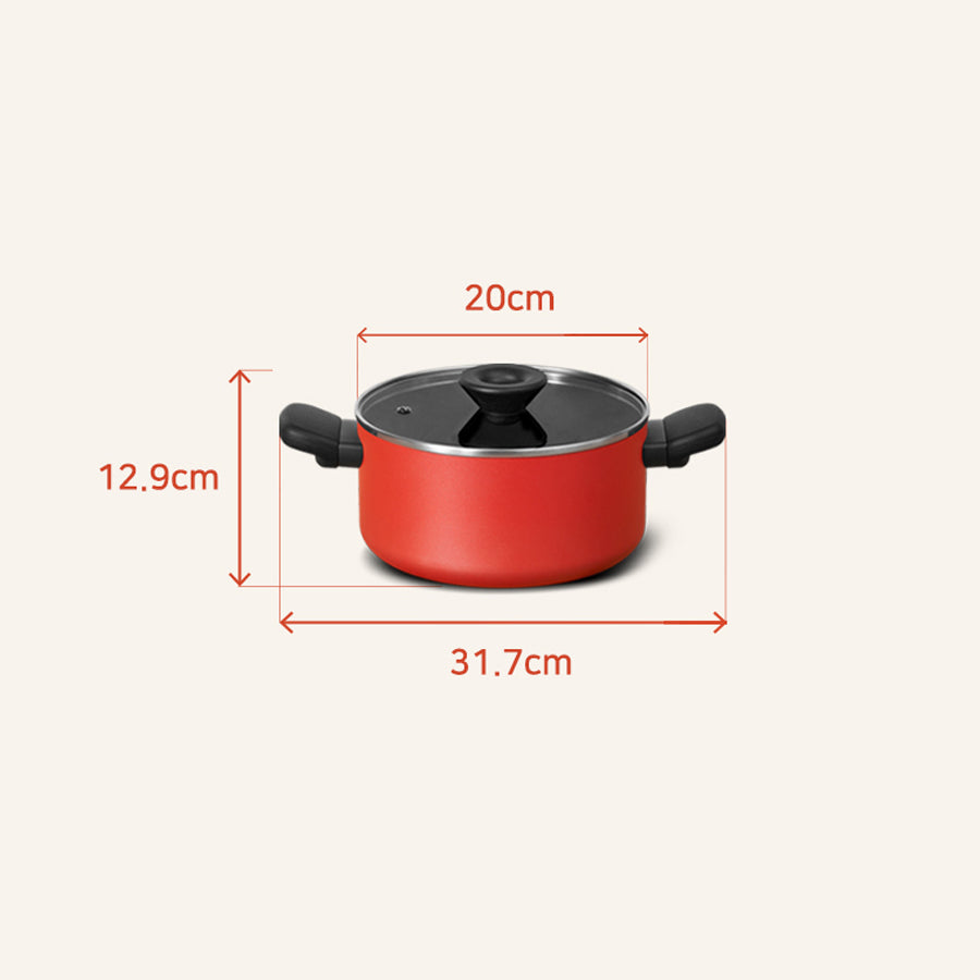 Meyer BAUHAUS Induction Stew Pot (20cm) No PFOA Red - Adamhnk