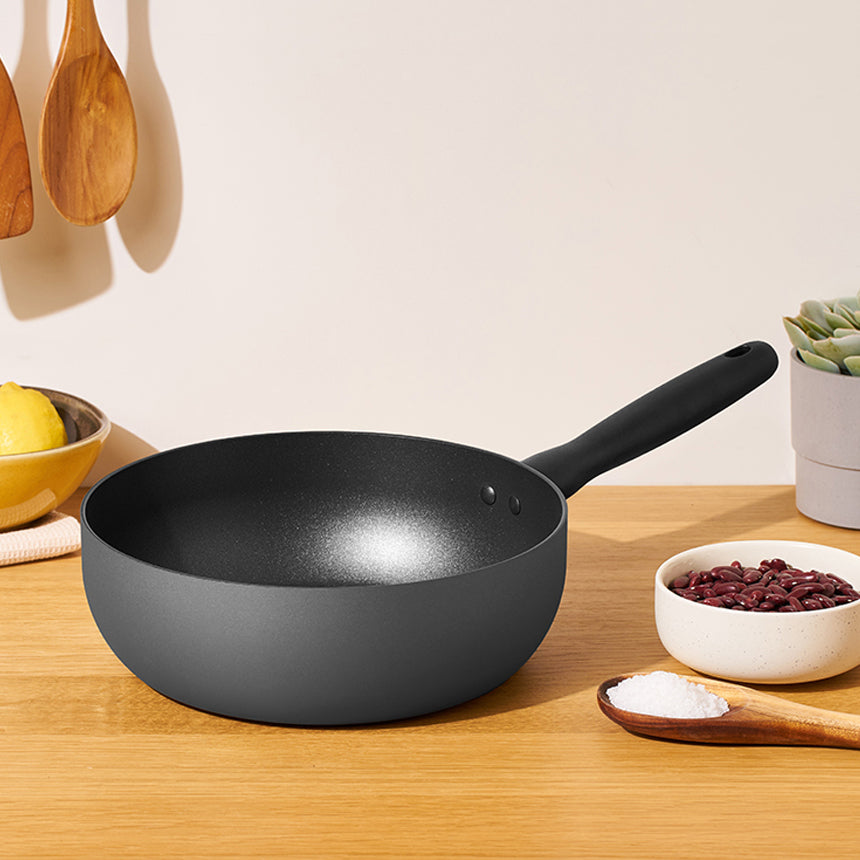Meyer BAUHAUS Induction Wok Pan (24cm) No PFOA Grey - Adamhnk