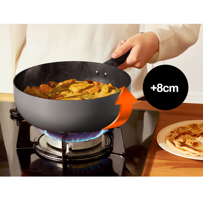Meyer BAUHAUS Induction Wok Pan (24cm) No PFOA Grey - Adamhnk