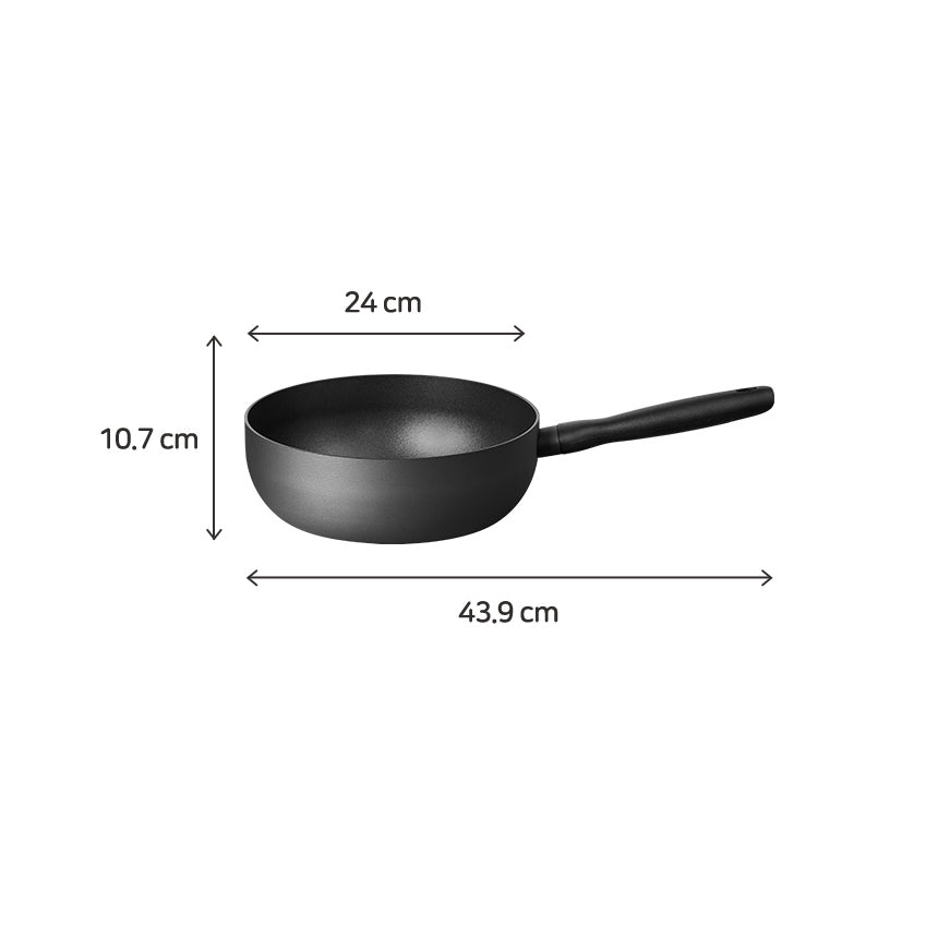 Meyer BAUHAUS Induction Wok Pan (24cm) No PFOA Grey - Adamhnk