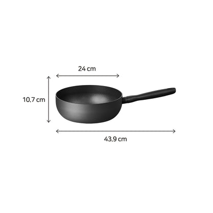 Meyer BAUHAUS Induction Wok Pan (24cm) No PFOA Grey - Adamhnk