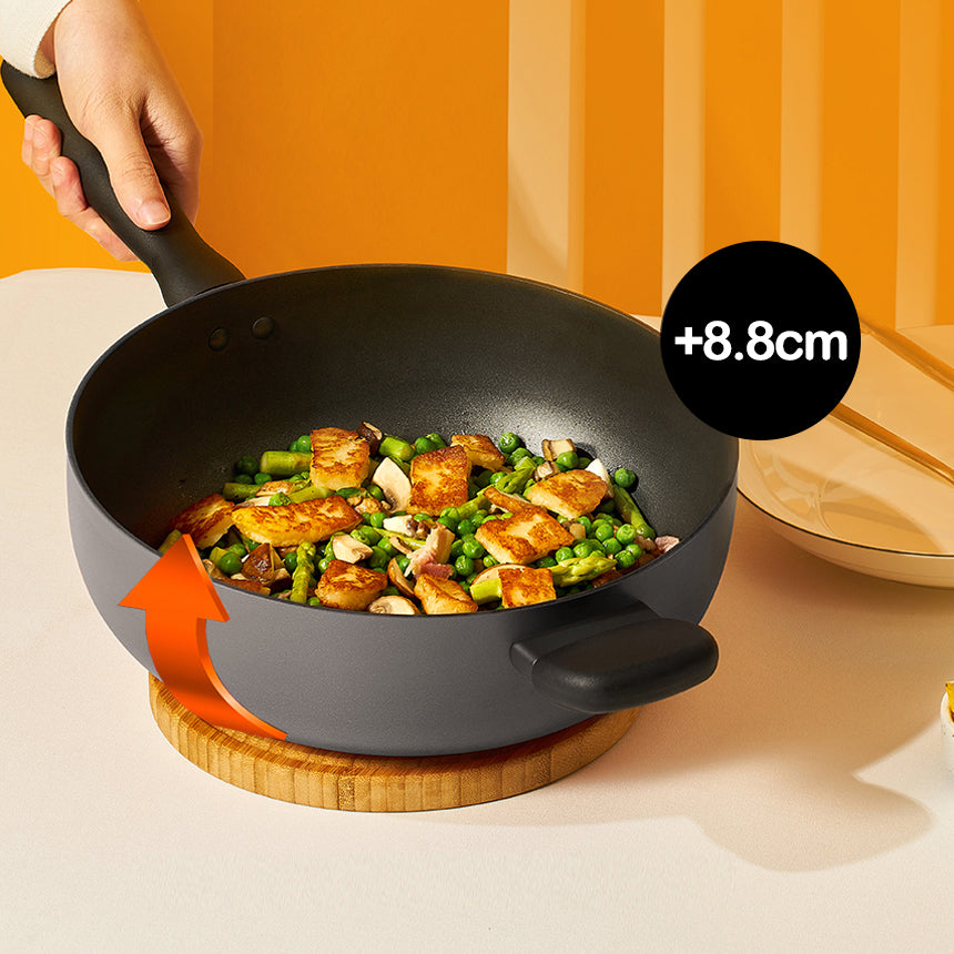 Meyer BAUHAUS Induction Wok Pan (26cm) No PFOA Grey - Adamhnk