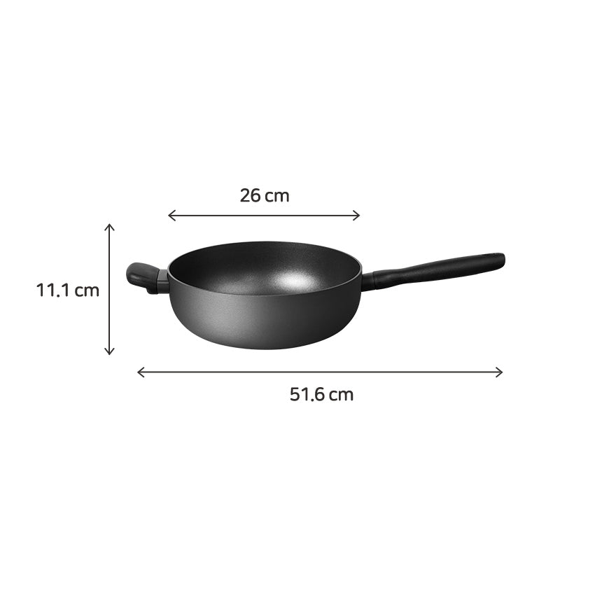 Meyer BAUHAUS Induction Wok Pan (26cm) No PFOA Grey - Adamhnk