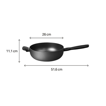 Meyer BAUHAUS Induction Wok Pan (26cm) No PFOA Grey - Adamhnk