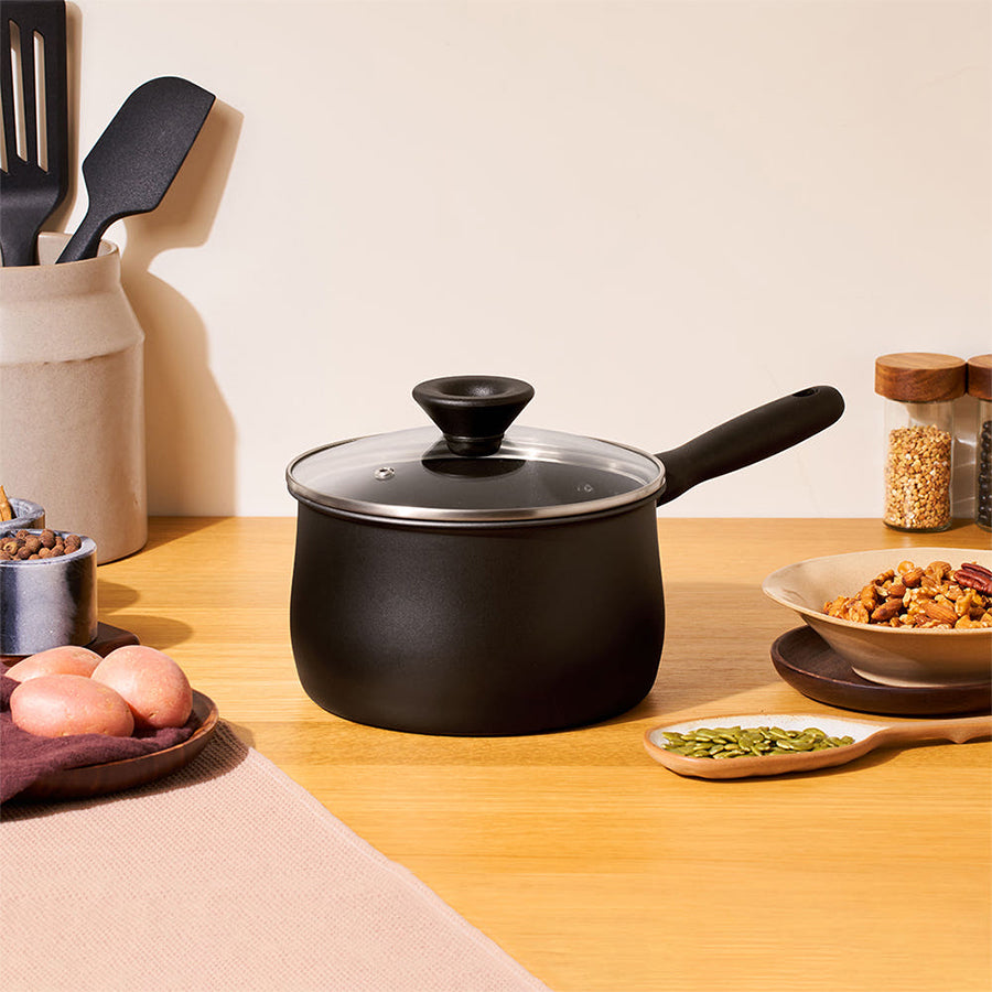 Meyer Midnight Induction Nonstick Saucepan (18cm) No PFOA Black - Adamhnk
