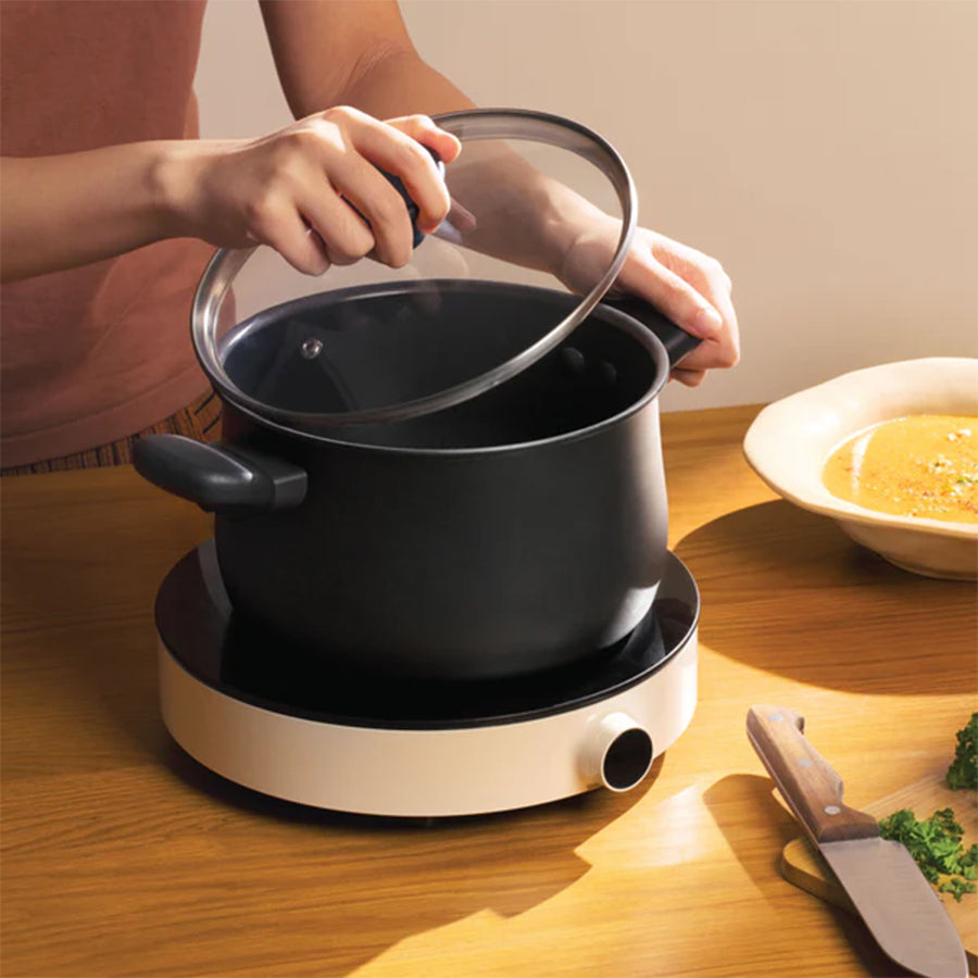Meyer Midnight Induction Nonstick Stockpot (20cm) No PFOA Black - Adamhnk