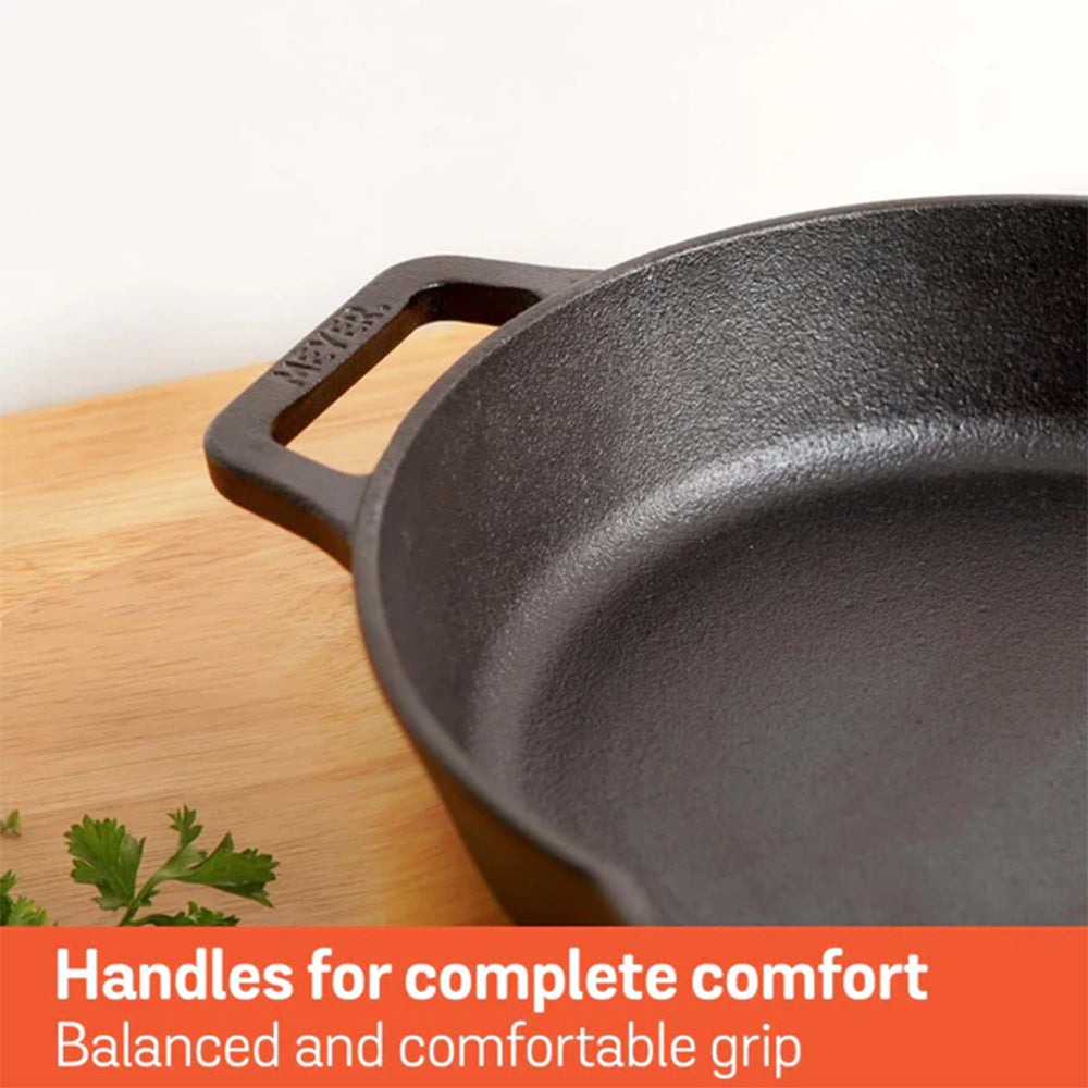 Meyer Pre-Seasoned Cast Iron Skillet Pan (26cm) Toxin-Free Black - Adamhnk