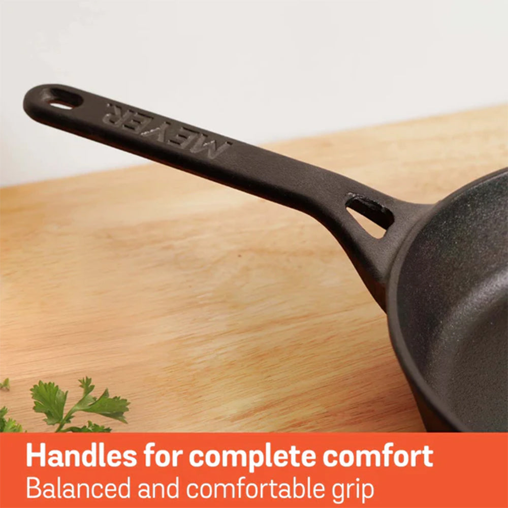 Meyer Pre-Seasoned Cast Iron Nonstick Frying Pan (24cm) Toxin-Free Black - Adamhnk