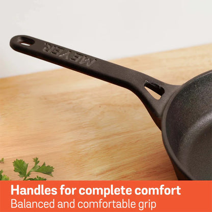Meyer Pre-Seasoned Cast Iron Nonstick Frying Pan (24cm) Toxin-Free Black - Adamhnk