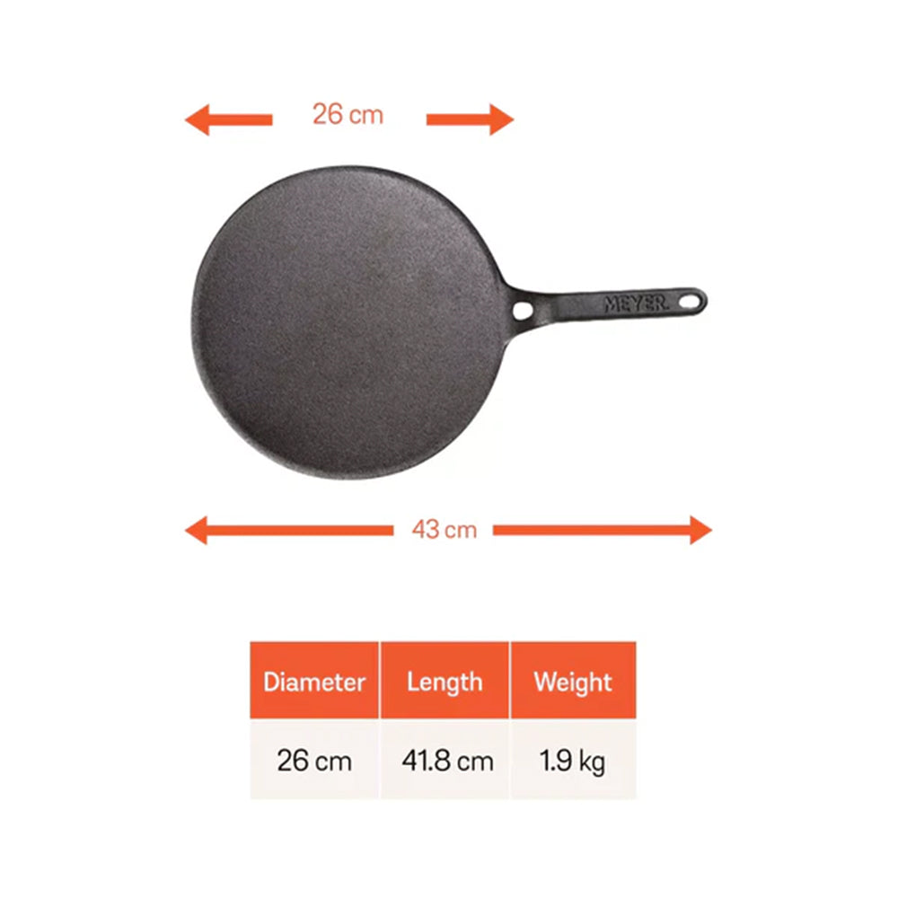 Meyer Pre-Seasoned Cast Iron Nonstick Griddle Pan (26cm) Toxin-Free Black - Adamhnk