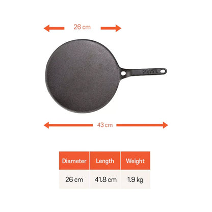 Meyer Pre-Seasoned Cast Iron Nonstick Griddle Pan (26cm) Toxin-Free Black - Adamhnk