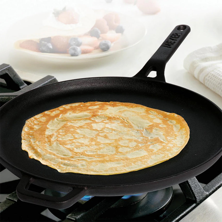 Meyer Pre-Seasoned Cast Iron Nonstick Griddle Pan (28cm) Toxin-Free Black - Adamhnk