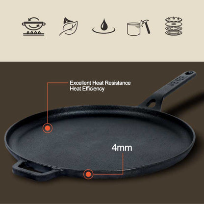 Meyer Pre-Seasoned Cast Iron Nonstick Griddle Pan (28cm) Toxin-Free Black - Adamhnk