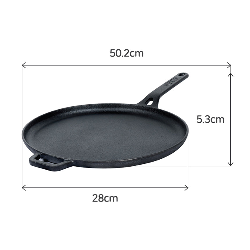 Meyer Pre-Seasoned Cast Iron Nonstick Griddle Pan (28cm) Toxin-Free Black - Adamhnk