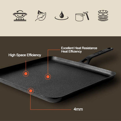 Meyer Pre-Seasoned Cast Iron Nonstick Square Griddle Pan (28cm) Toxin-Free Black - Adamhnk