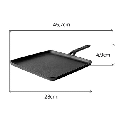 Meyer Pre-Seasoned Cast Iron Nonstick Square Griddle Pan (28cm) Toxin-Free Black - Adamhnk