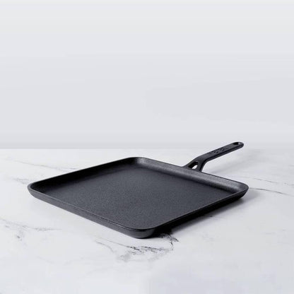 Meyer Pre-Seasoned Cast Iron Nonstick Square Griddle Pan (28cm) Toxin-Free Black - Adamhnk