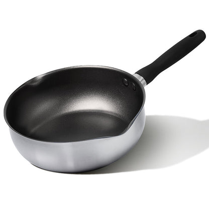 Meyer Luna SS Stainless Steel Induction Nonstick Wok Pan (24cm) No PFOA Silver