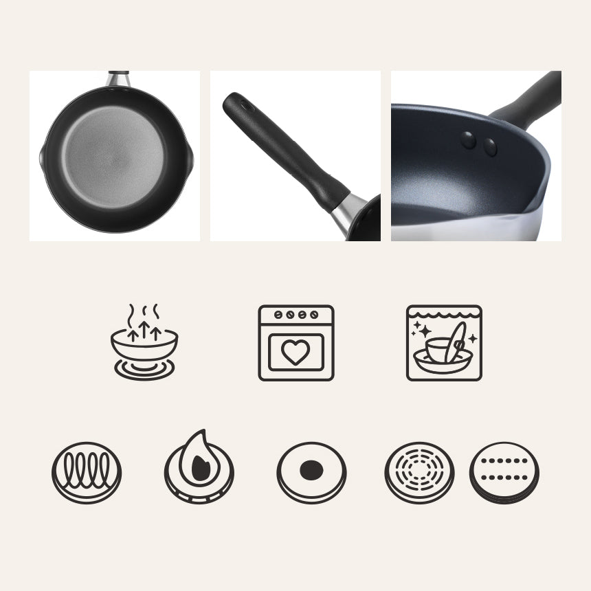 Meyer Luna SS Stainless Steel Induction Nonstick Wok Pan (28cm) No PFOA Silver