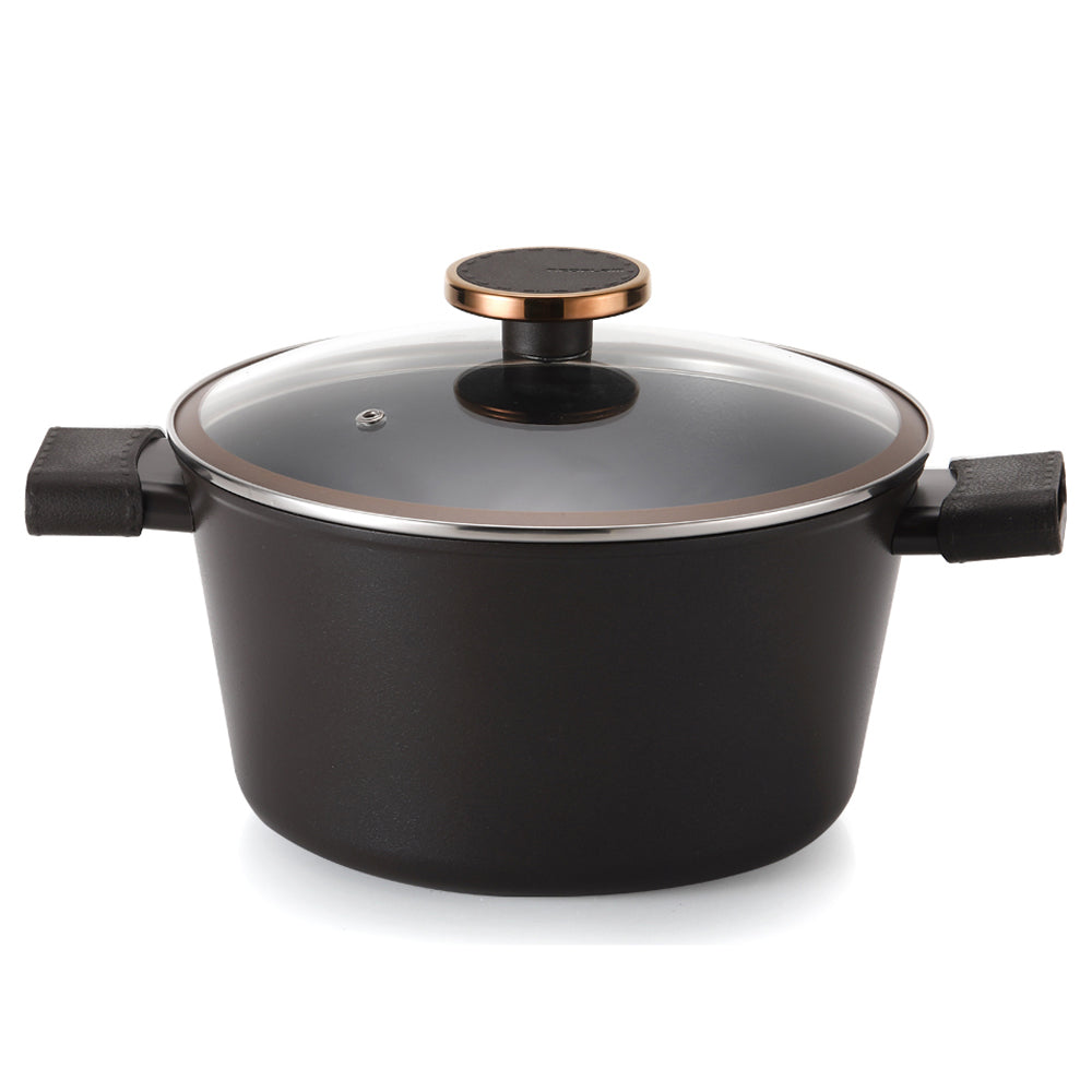 Noblesse Premium Induction Stock Pot (24cm, 4.1L) Dishwasher Safe No PFOA Black