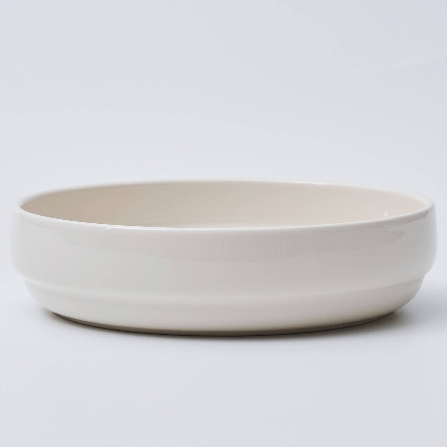 NUBE Ceramic Large Low Bowl Dishwasher Safe White - 라씨에뜨 누베 찬기대 화이트 - adamhnk