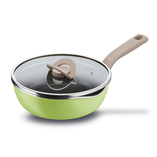 Tefal Induction One Pick Pot Pan (22cm) with Glass Lid Dishwasher Oven Safe No PFOA Green