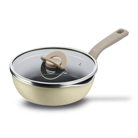 Tefal Induction One Pick Pot Pan (22cm) with Glass Lid Dishwasher Oven Safe No PFOA Beige