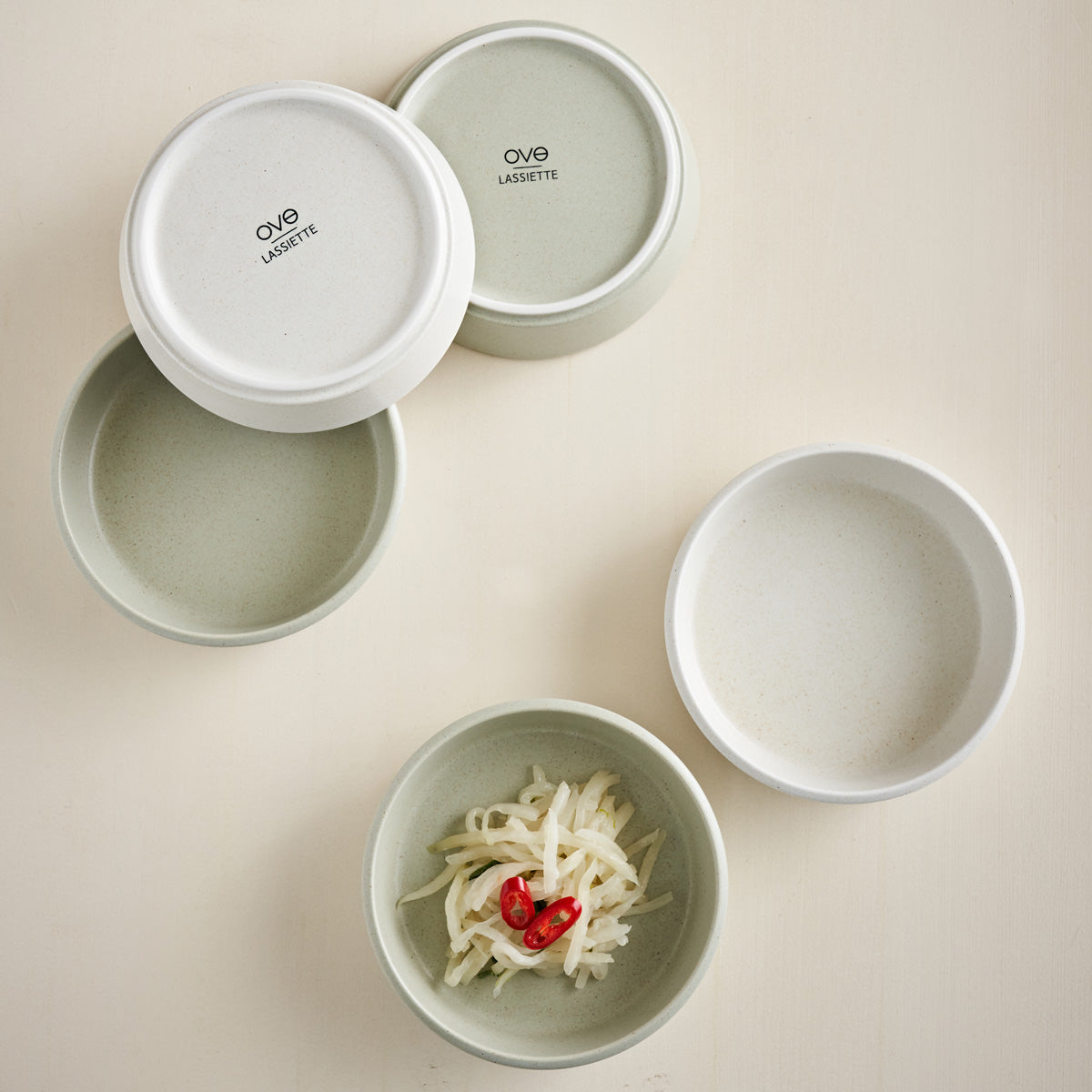 OVE Ceramic Large Low Bowl Dishwasher Oven Safe Green - 라씨에뜨 오브 찬기대 허브그린 - adamhnk