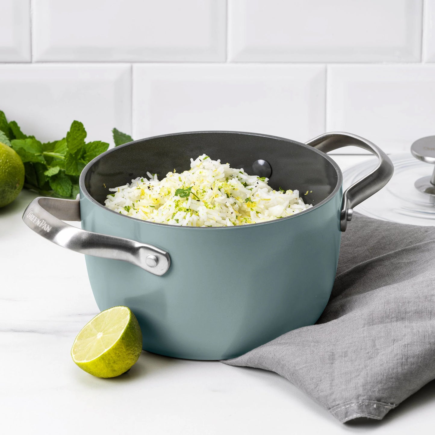 GREENPAN Induction Stewpot Rice and Grains Cooker (16.5cm, 1.8L) Dishwasher Oven Safe PFAS-Free Blue