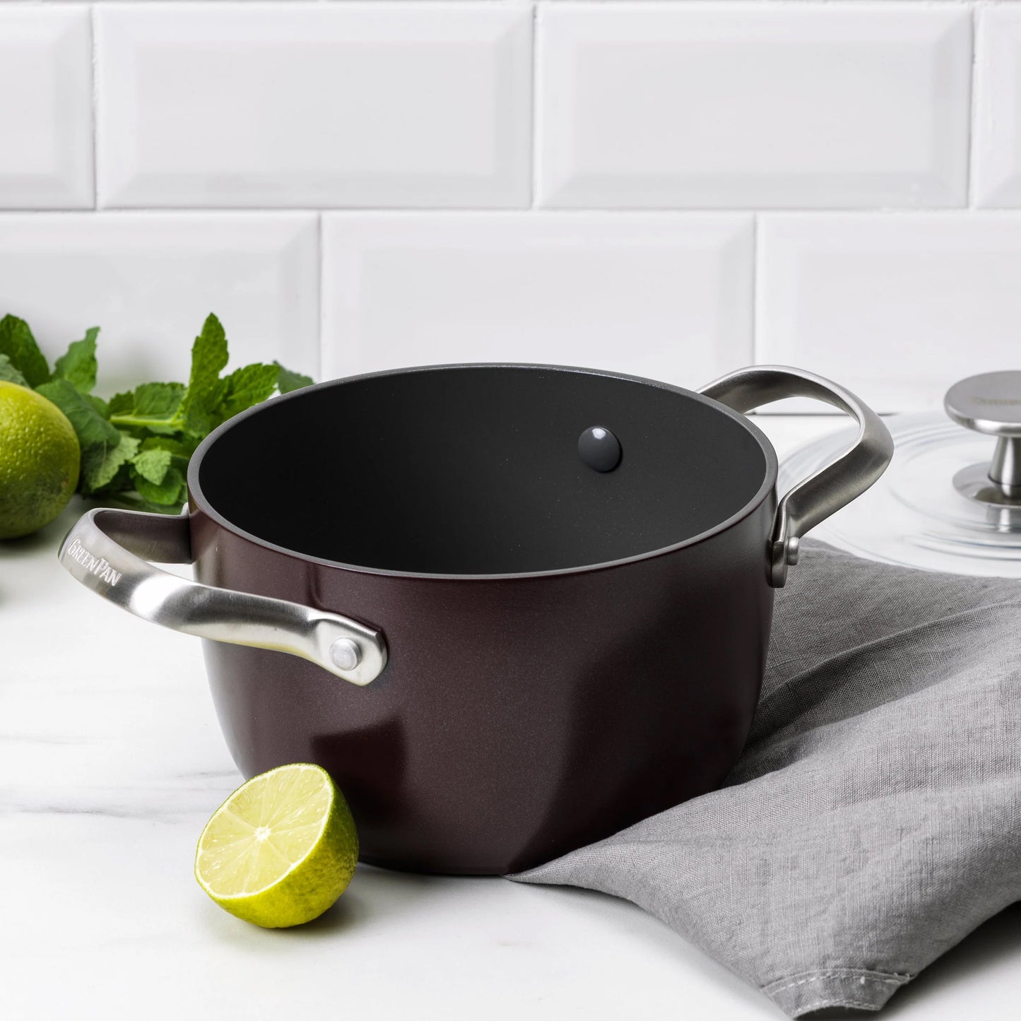 GREENPAN Induction Stewpot Rice and Grains Cooker (16.5cm, 1.8L) Dishwasher Oven Safe PFAS-Free Merlot