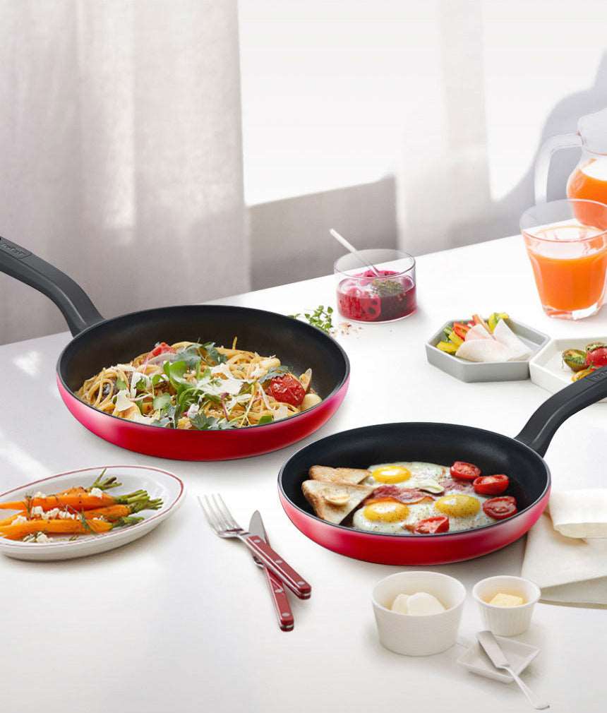 Tefal Red Delight Induction Frying Pan 2p (24cm + 28cm) Dishwasher Oven Safe No PFOA Red