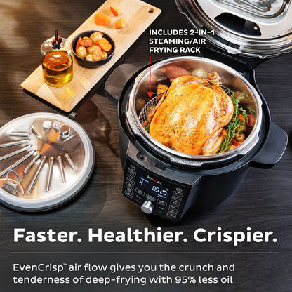 Instant Pot Duo Crisp Single Lid Combo + Air Fryer (6.2L) Electric Pressure Cooker 13-In-1 Multi-Cooker 1500W Black