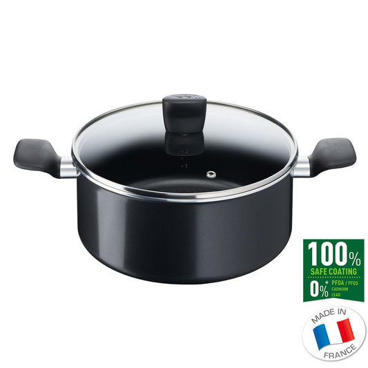 Tefal START'EASY Titanium Induction Nonstick Stew Pot (20cm, 2.7L) Dishwasher Oven Safe No PFOA Black