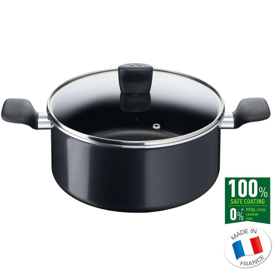 Tefal START'EASY Titanium Induction Nonstick Stew Pot (24cm, 4.5L) Dishwasher Oven Safe No PFOA Black