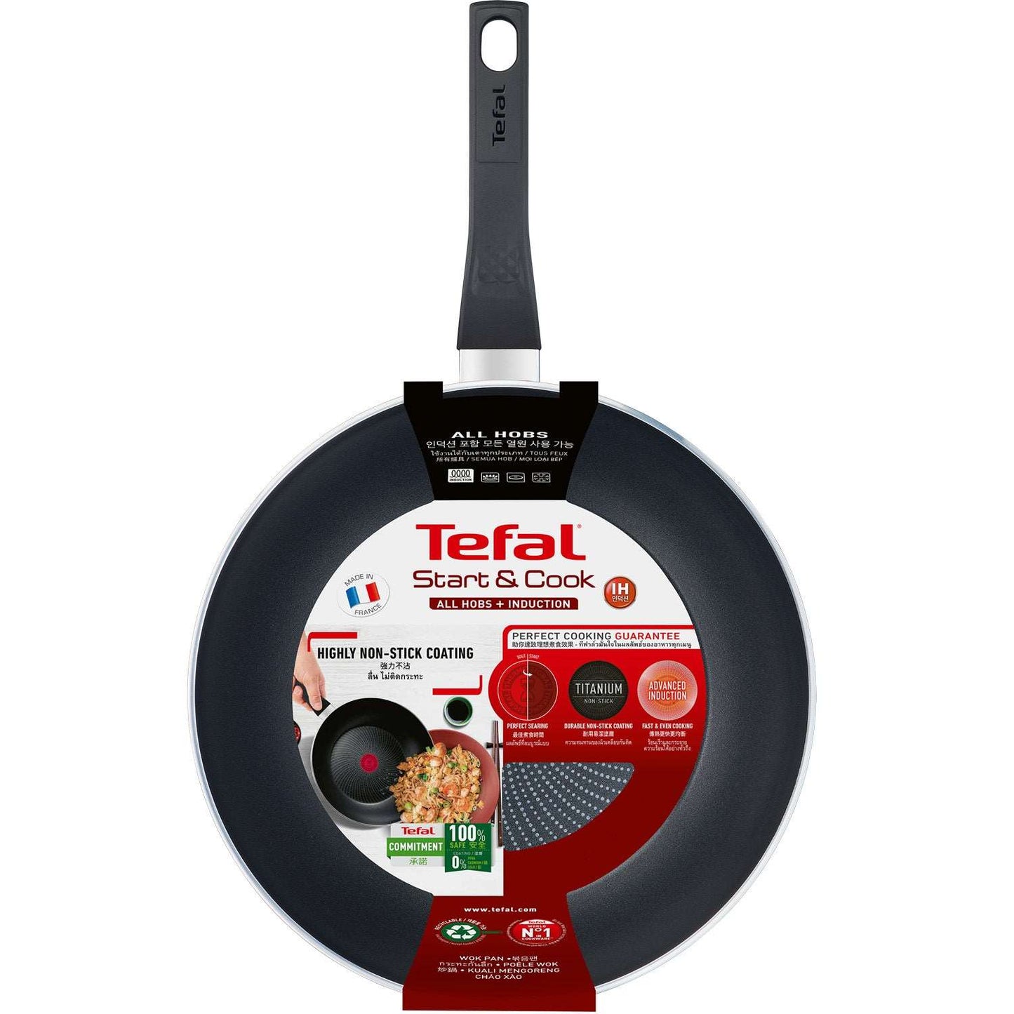 Tefal Start & Cook Induction Frying Pan (30cm) Dishwasher Oven Safe No PFOA Red