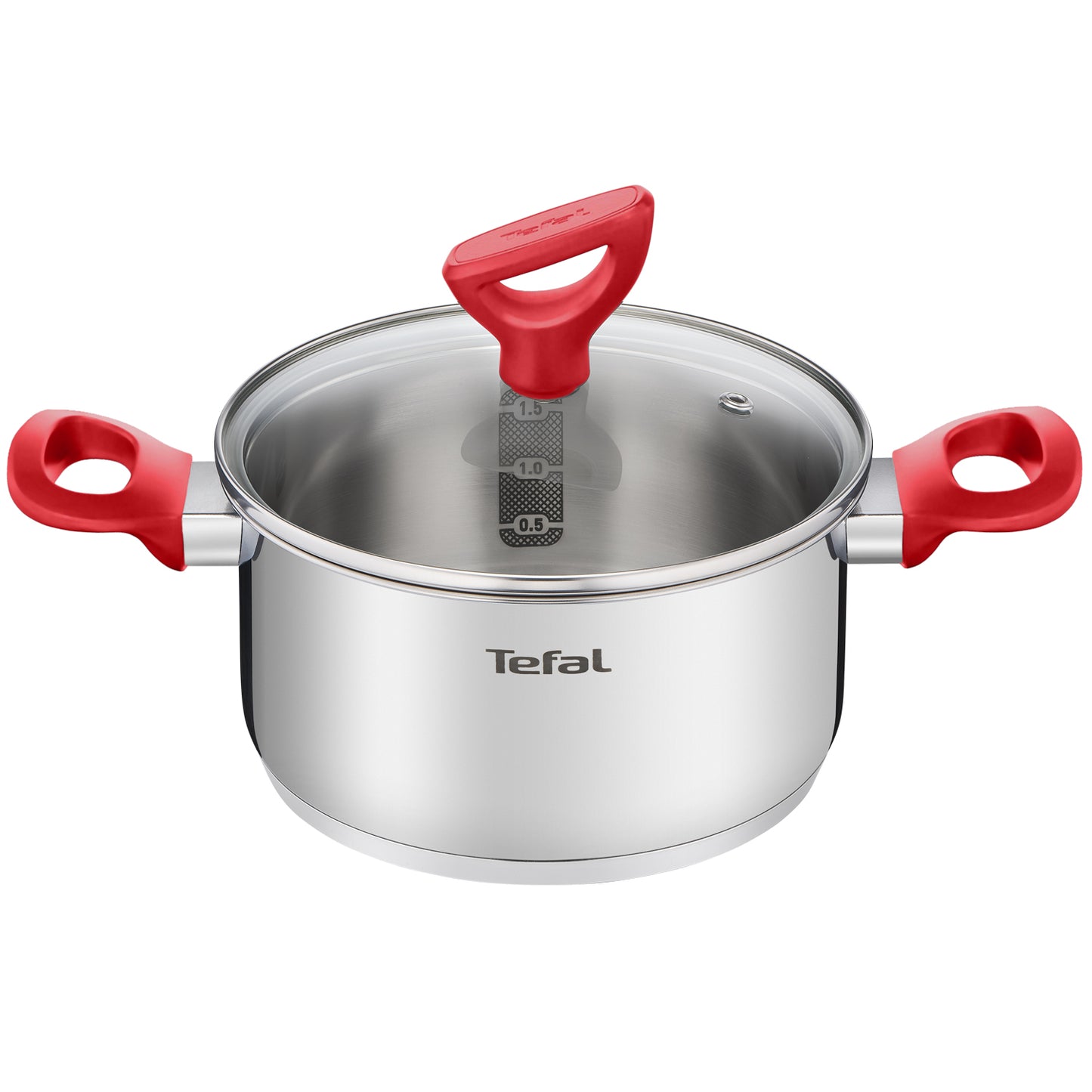 Tefal Edition Red Stainless Steel Induction Stewpot (18cm, 2.0L) Dishwasher Oven Safe No PFOA Silver